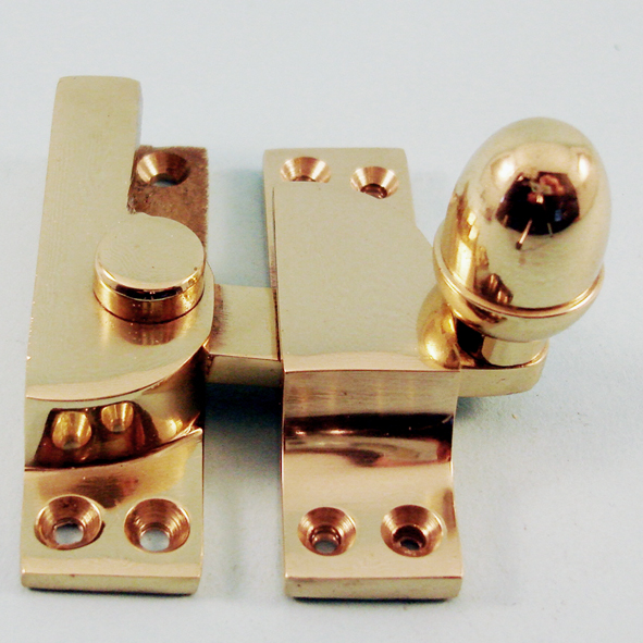 THD102/PB • Non-Locking • Polished Brass • Straight Arm Acorn Knob Sash Fastener
